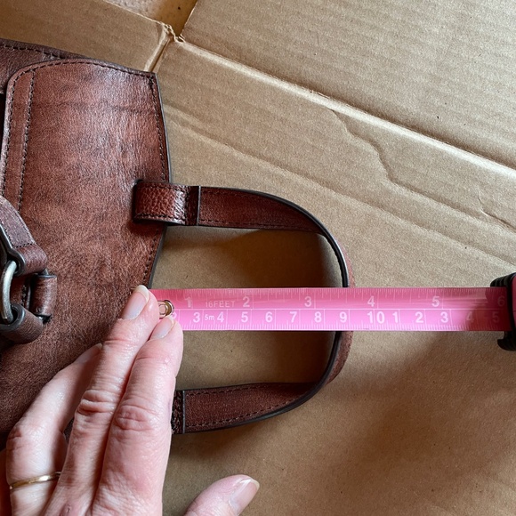 NWOT Brown Embossed Leather Backpack - Picture 9 of 11